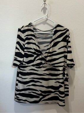 Merona Zebra Wrap Tunic - Black & Cream